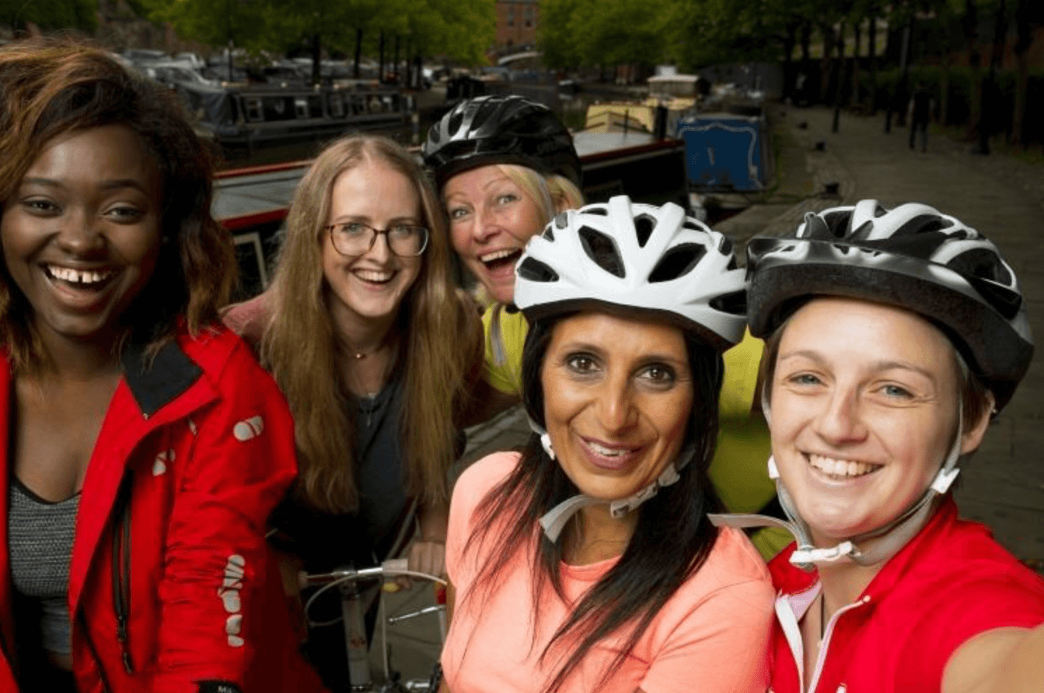 A group of women cyclists in a group photo
