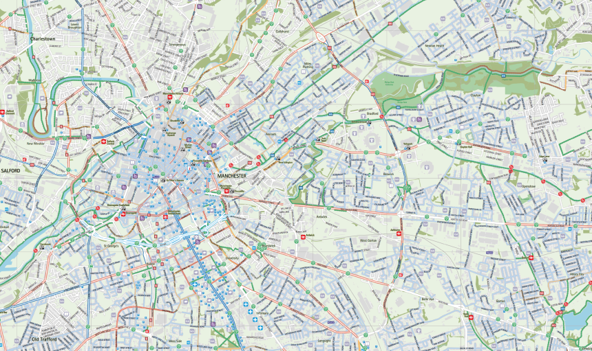 Image of TfGM’s Manchester cycling map