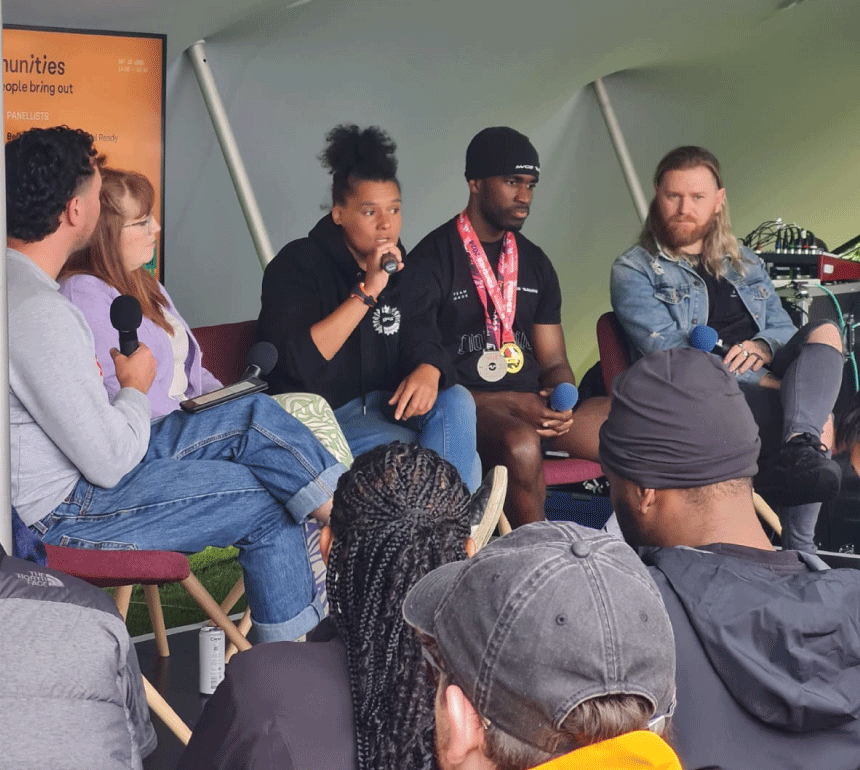 Belinda Everett on the talking panel at the We Invented The Weekend Festival